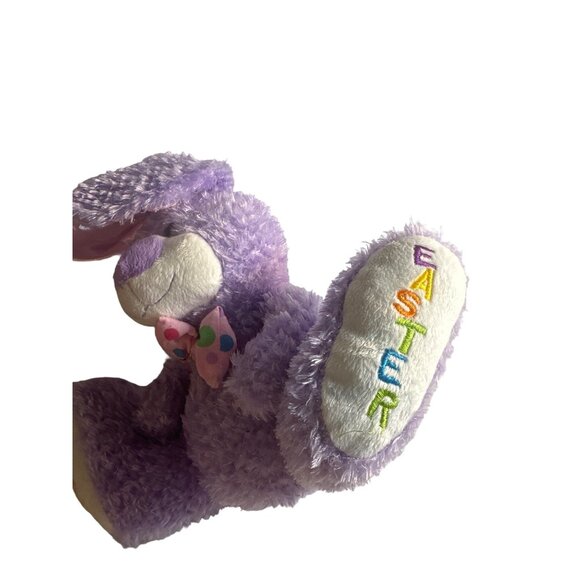 Dan Dee Purple Plush Easter Bunny With "Happy Easter" Embroidery on Feet 12" - Picture 3 of 5